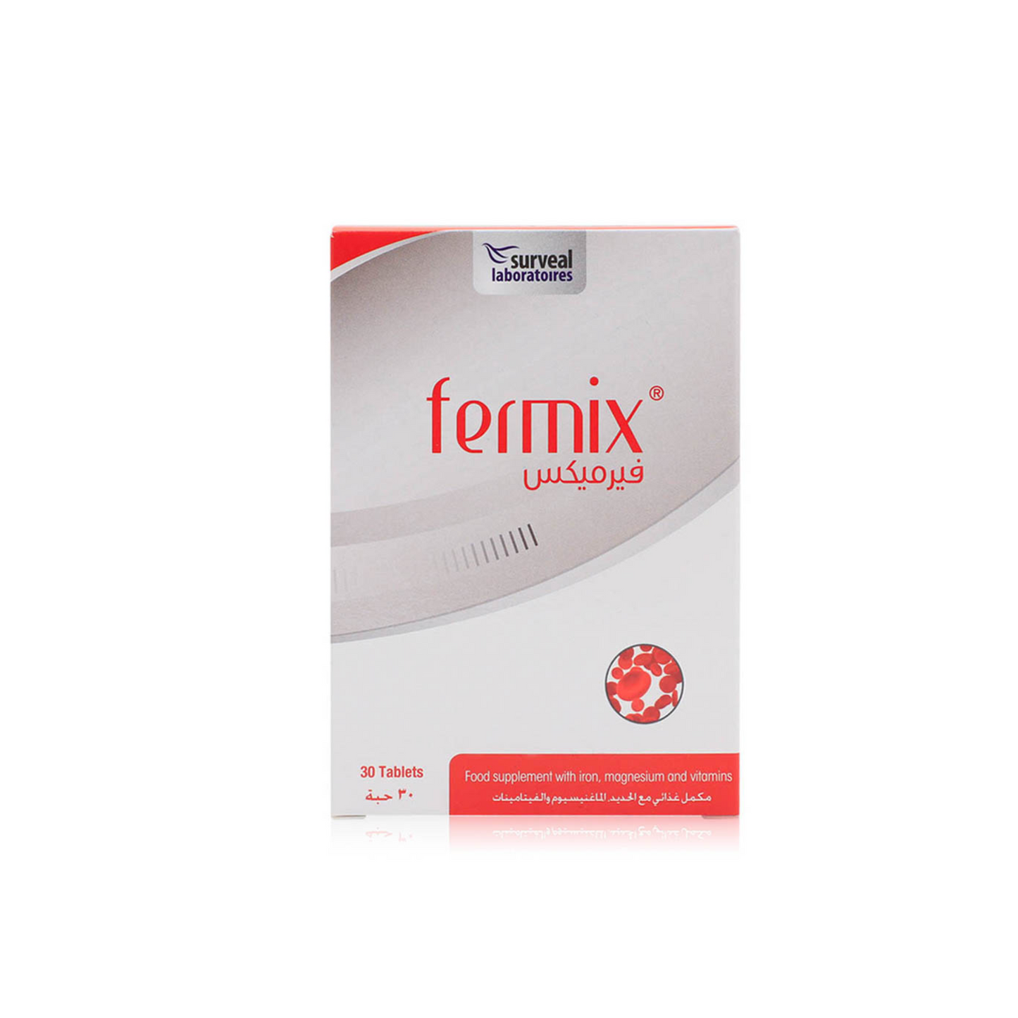FERMIX Magnesium Oxide,Pyridoxine Hydrochloride (Vit B6),Ascorbic Acid (Vitamin C),Iron (from SUNACTIVE Fe-Ferric Pyrophosphate),Vitamin B12,Folic Acid,Cholecalciferol 250 mg/1Tablet,1.1 mg,73 mg,17 mg,2.4 mcg,400 mcg,7.5 mcg/1 Tablet Tablets30's