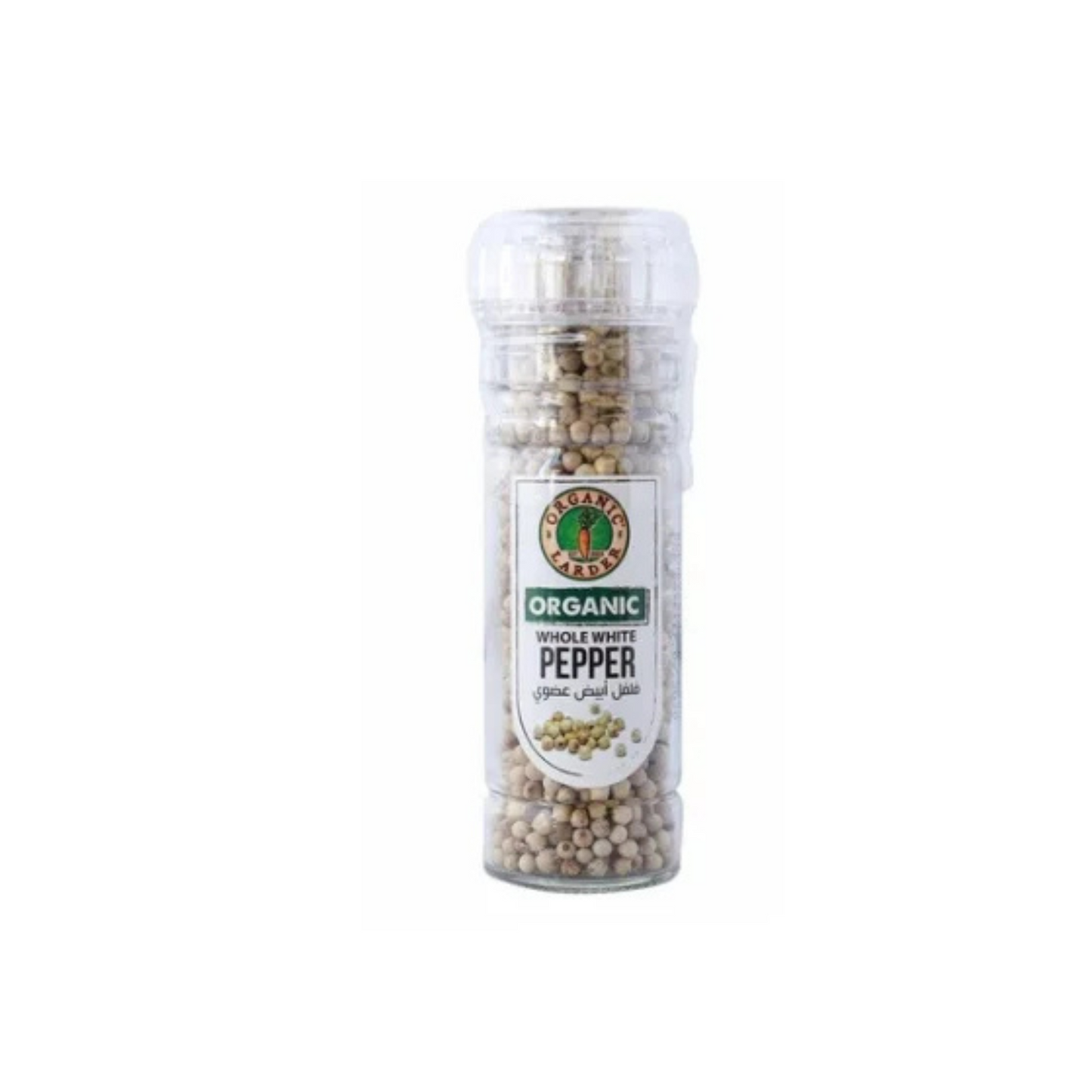 Organic Larder, white pepper whole 70g