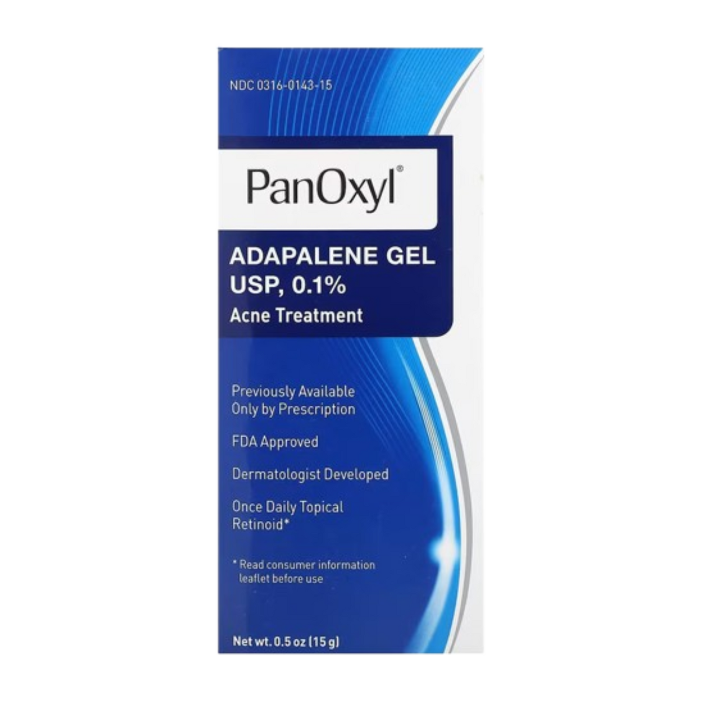 PanOxyl, Adapalene Gel USP, 0.1%, Acne Treatment, 0.5 oz (15 g)