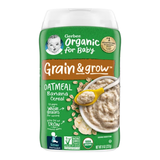 Gerber, Organic for Baby, Grain &amp; Grow, 2nd Foods, حبوب الشوفان والموز، 8 أونصة (227 جم) 