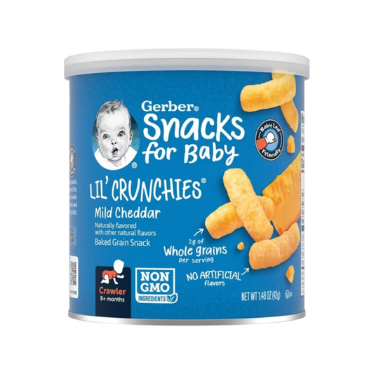 Gerber, Snacks for Baby, Lil' Crunchies, Baked Grain Snack, 8+ Months, Mild Cheddar, 1.48 oz (42 g)