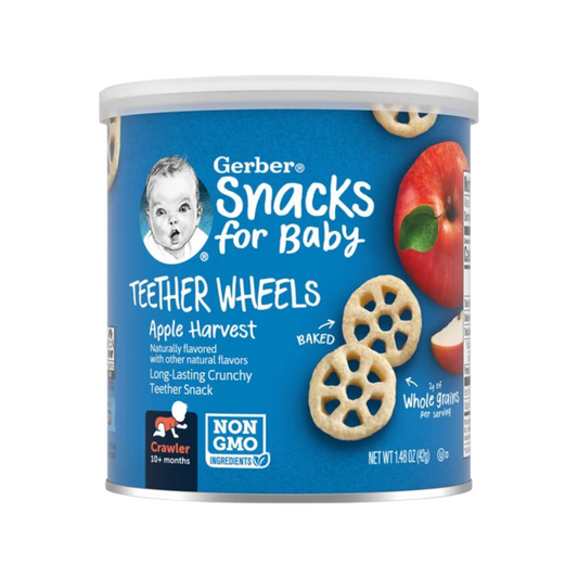 Gerber, Snacks for Baby, Teether Wheels, 10+ Months, Apple Harvest, 1.48 oz (42 g)