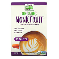 NOW Foods, Real Food, Organic Monk Fruit Zero-Calorie Sweetener, 70 Packets, 2.47 oz (70 g) NOW-07125