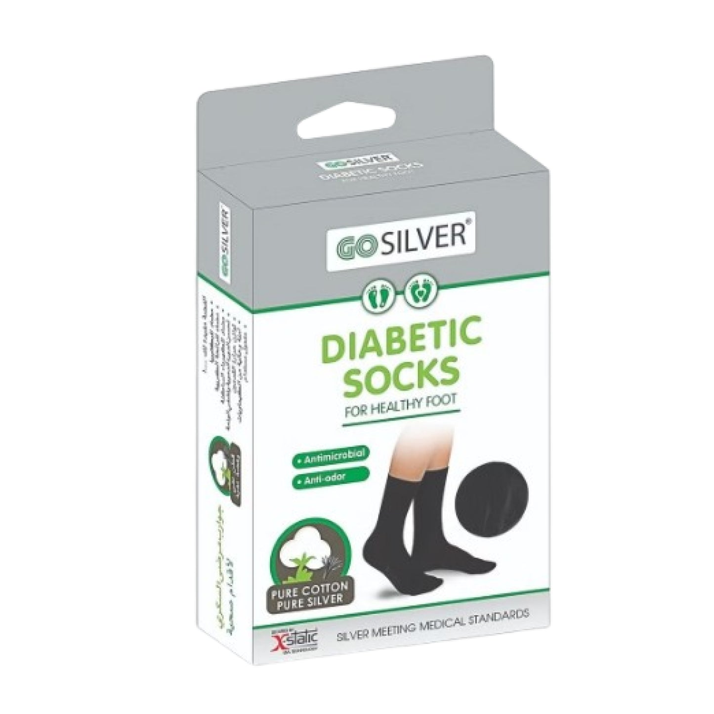 Go Silver Diabetic Socks Black Size 39/42