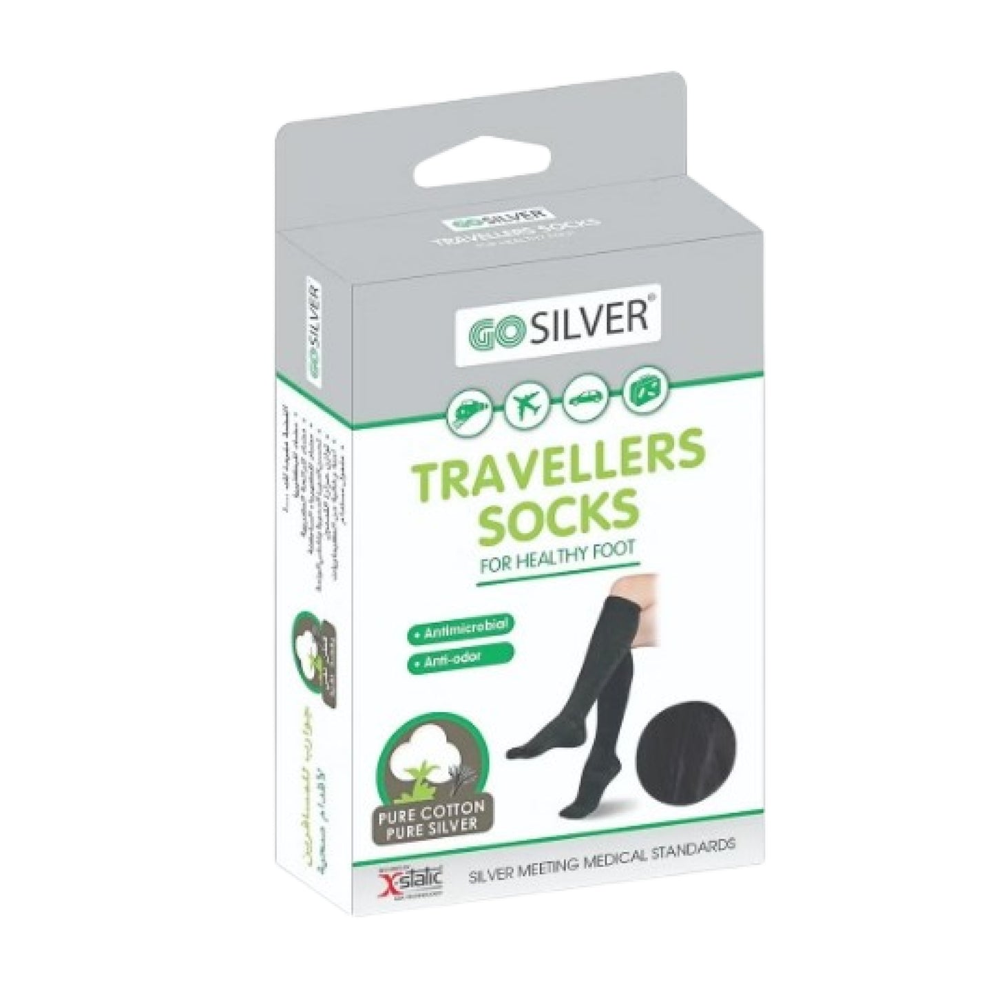 Go Silver Compression Socks For Travelling Black Size 39/42