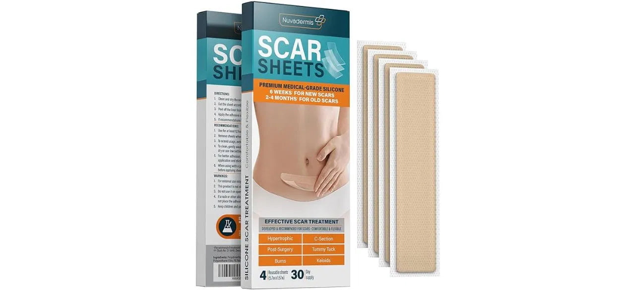 NUVADERMIS SCAR REMOVAL PREMIUM MEDICAL SILICONE 4 SHEETS