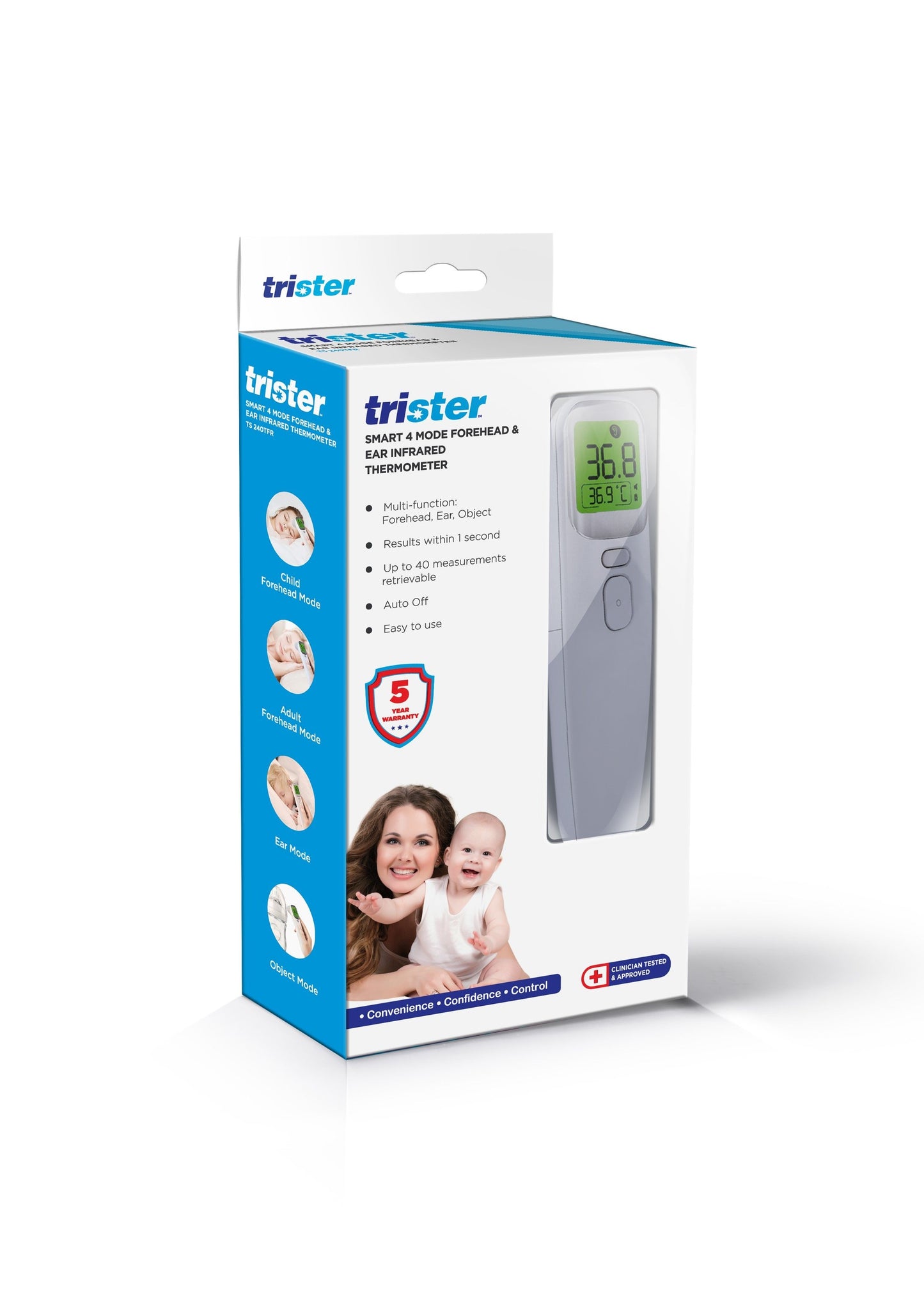 Trister Smart 4 Mode Forehead & Ear Infrared Thermometer