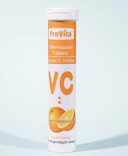 ProVita Effervescent Tablets Orange flavor vitamin c 1000mg (20 tablets)