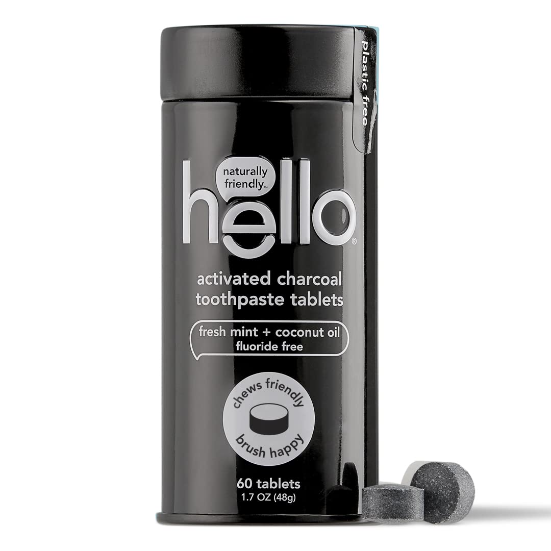 Hello, Activated Charcoal Toothpaste Tablets, Fresh Mint + Coconut Oil, 60 Tablets
