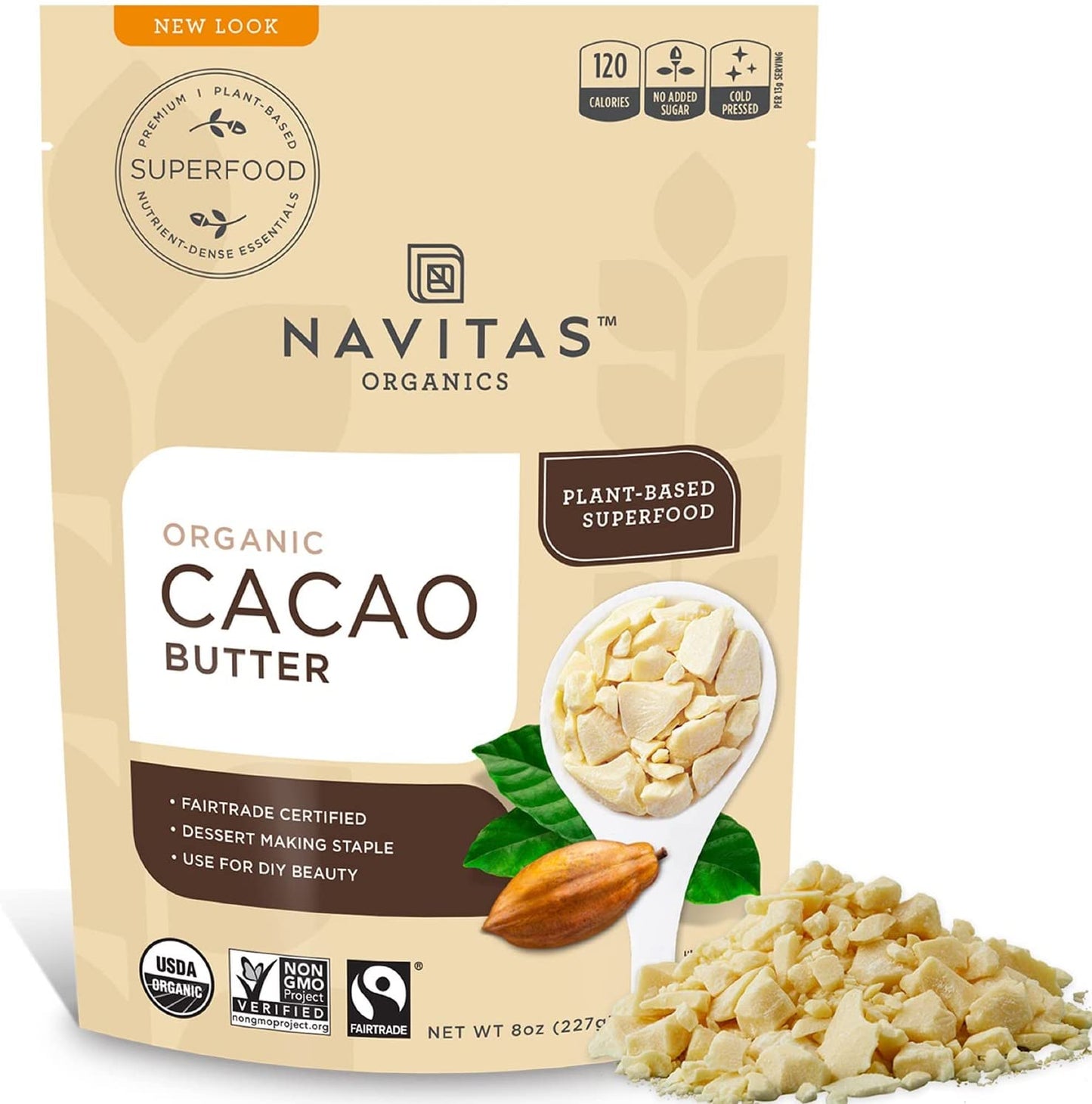 Navitas Organics, Organic Cacao Butter, 8 oz (227 g)
